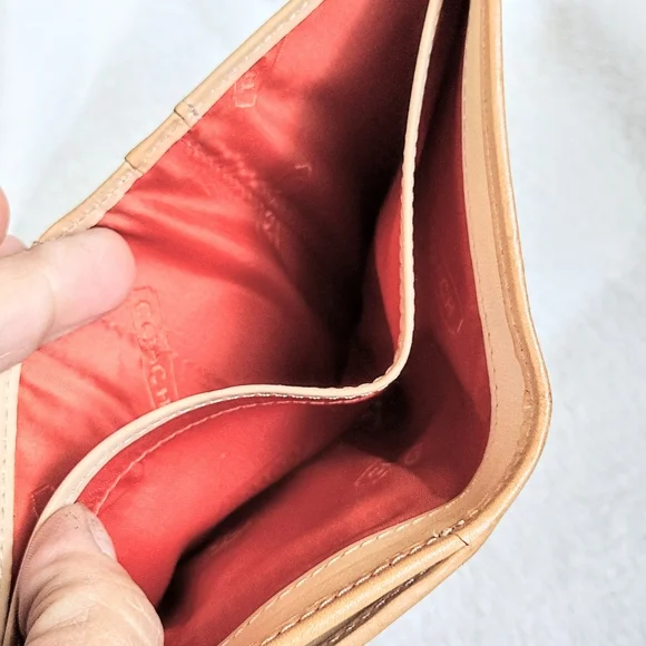 ๐ Vintage Y2K Coach Hampton Khaki Signature Stripe Compact Clutch Wallet - Picture 12 of 12